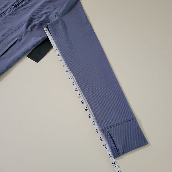 90 Degree By Reflex Womens Blue High Neck Ribbed Performance Jacket - Picture 11 of 16